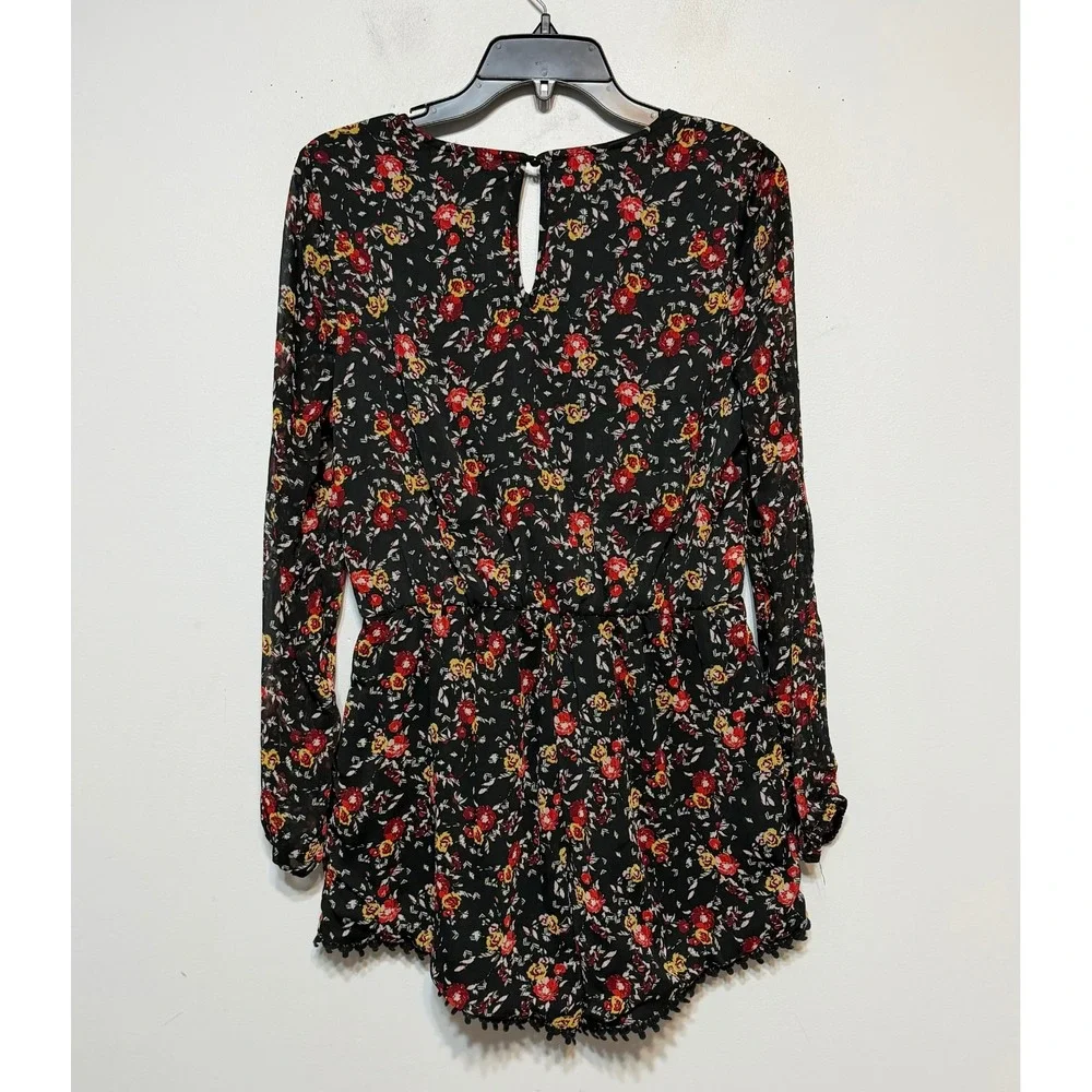 Y2K Material Girl Dark Academia Floral Romper Womens Size‎ L EGirl Indie Sleaze
